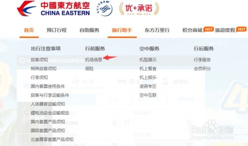 东方航空官网查询各机场信息的流程说明